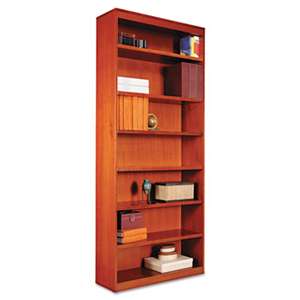 ALERA Square Corner Wood Bookcase, Seven-Shelf, 35-5/8 x 11-3/4 x 84, Medium Cherry