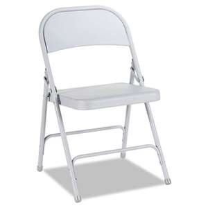 ALERA Steel Folding Chair with Two-Brace Support, Light Gray, 4/Carton