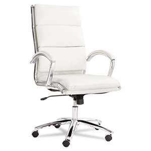 ALERA Alera Neratoli Series HighBack Swivel/Tilt Chair,White Faux Leather,Chrome Frame