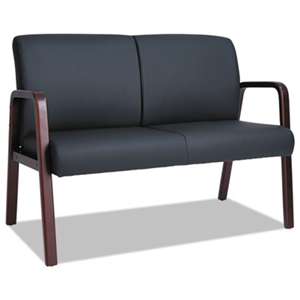 ALERA Alera Reception Lounge Series Wood Loveseat, 44 7/8 x 26 1/8 x 33 Black/Mahogany