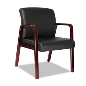 ALERA Alera Reception Lounge Series Guest Chair, Cherry/Black Leather