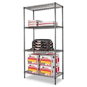 ALERA Wire Shelving Starter Kit, Four-Shelf, 36w x 18d x 72h, Black Anthracite