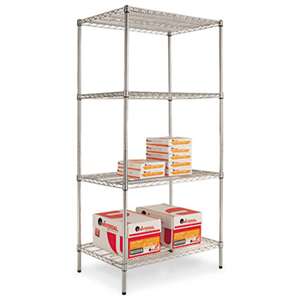 ALERA Industrial Heavy Duty Wire Shelving Starter Kit, 4-Shelf, 36w x 24d x 72h,Silver