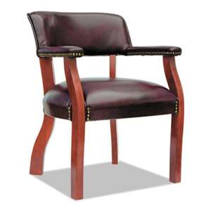 ALERA Alera Traditional Series Guest Arm Chair, Mahogany Finish/Oxblood Vinyl