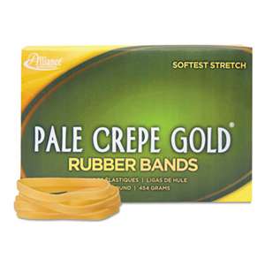 ALLIANCE RUBBER Pale Crepe Gold Rubber Bands, Sz. 64, 3-1/2 x 1/4, 1lb Box