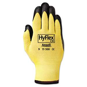 ANSELL LIMITED HyFlex Ultra Lightweight Assembly Gloves, Black/Yellow, Size 10, 12 Pairs