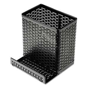 ARTISTIC LLC Urban Collection Punched Metal Pencil Cup/Cell Phone Stand, 3 1/2 x 3 1/2, Black