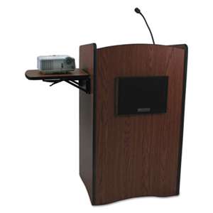 AMPLIVOX PORTABLE SOUND SYS. Multimedia Smart Computer Lectern, 25-1/2w x 20-1/4d x 43-1/2h, Mahogany