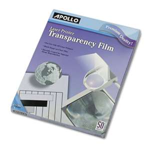 APOLLO AUDIO VISUAL B/W Laser Transparency Film w/o Sensing Stripe, Letter, Clear, 50/Box