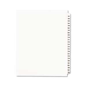 AVERY-DENNISON Avery-Style Legal Exhibit Side Tab Divider, Title: 101-125, Letter, White