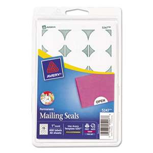 AVERY-DENNISON Printable Mailing Seals, 1" dia., White, 600/Pack