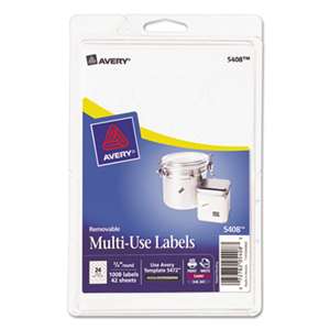 AVERY-DENNISON Removable Multi-Use Labels, 3/4" dia, White, 1008/Pack