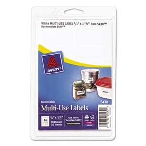 AVERY-DENNISON Removable Multi-Use Labels, 3/4 x 1 1/2, White, 504/Pack