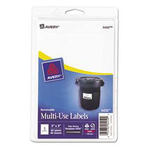 AVERY-DENNISON Removable Multi-Use Labels, 5 x 3, White, 40/Pack