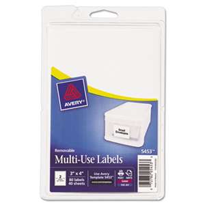 AVERY-DENNISON Removable Multi-Use Labels, 3 x 4, White, 80/Pack