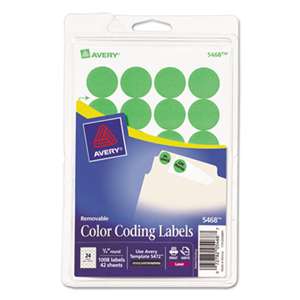 AVERY-DENNISON Printable Removable Color-Coding Labels, 3/4" dia, Neon Green, 1008/Pack