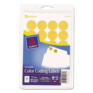 AVERY-DENNISON Printable Removable Color-Coding Labels, 3/4" dia, Neon Orange, 1008/Pack