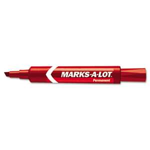 AVERY-DENNISON Regular Desk Style Permanent Marker, Chisel Tip, Red, Dozen