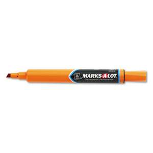 AVERY-DENNISON Large Desk Style Permanent Marker, Chisel Tip, Orange, Dozen