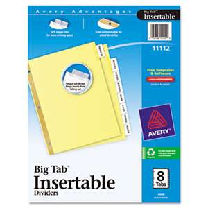 AVERY-DENNISON Insertable Big Tab Dividers, 8-Tab, Letter