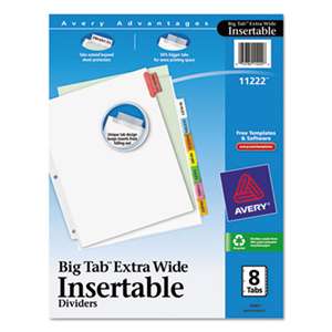 AVERY-DENNISON Insertable Big Tab Dividers, 8-Tab, 11 1/8 x 9 1/4