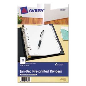 AVERY-DENNISON Preprinted Tab Dividers, 12-Tab, 8 1/2 x 5 1/2