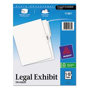 AVERY-DENNISON Avery-Style Legal Exhibit Side Tab Divider, Title: 1-10, Letter, White