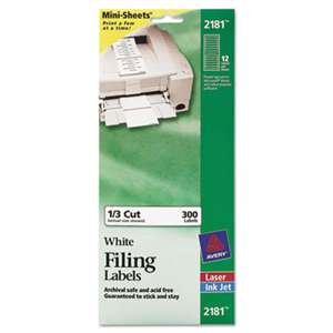 AVERY-DENNISON File Folder Labels on Mini Sheets, 2/3 x 3 7/16, White, 300/Pack