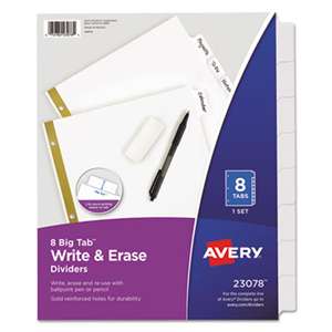 AVERY-DENNISON Write & Erase Big Tab Paper Dividers, 8-Tab, Letter