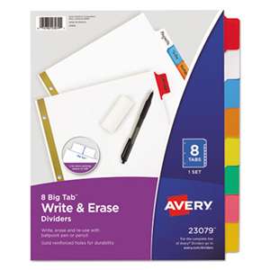 AVERY-DENNISON Write & Erase Big Tab Paper Dividers, 8-Tab, Letter