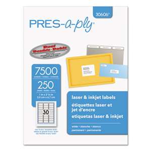 AVERY-DENNISON Laser Address Labels, 1 x 2 5/8, White, 7500/Box