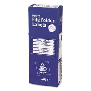 AVERY-DENNISON Dot Matrix File Folder Labels, 7/16 x 3 1/2, White, 5000/Box