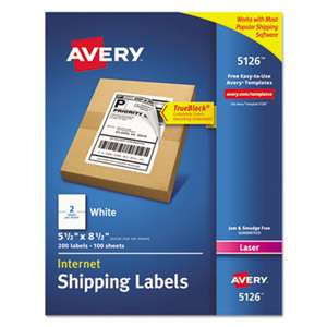 AVERY-DENNISON Shipping Labels with TrueBlock Technology, Laser, 5 1/2 x 8 1/2, White, 200/Box