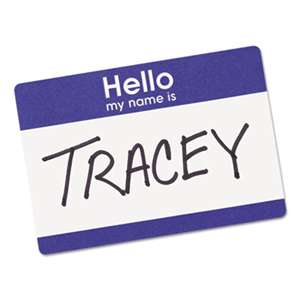 AVERY-DENNISON Printable Self-Adhesive Name Badges, 2-11/32 x 3-3/8, Blue "Hello", 100/Pack