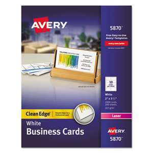 AVERY-DENNISON Clean Edge Business Card Value Pack, Laser, 2 x 3 1/2, White, 2000/Box