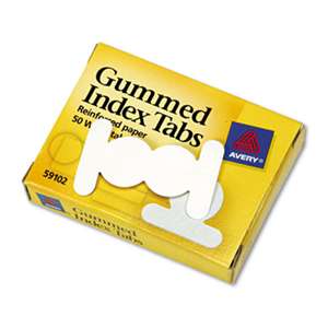 AVERY-DENNISON Gummed Index Tabs, 1/2 in, White, 50/Pack