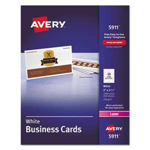 AVERY-DENNISON Printable Microperf Business Cards, Laser, 2 x 3 1/2, White, Uncoated, 2500/Box