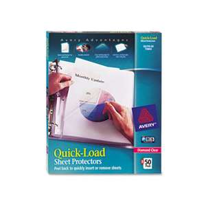 AVERY-DENNISON Quick Top & Side Loading Sheet Protectors, Letter, Diamond Clear, 50/Box