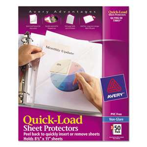 AVERY-DENNISON Quick Top & Side Loading Sheet Protectors, Letter, Non-Glare, 50/Box
