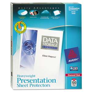 AVERY-DENNISON Top-Load Poly Sheet Protectors, Heavy Gauge, Letter, Diamond Clear, 100/Box