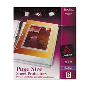 AVERY-DENNISON Top-Load Poly Three-Hole Sheet Protectors, Non-Glare, Letter, 50/Box