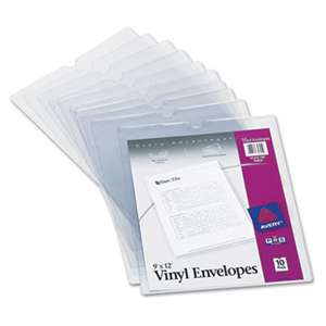 AVERY-DENNISON Top-Load Clear Vinyl Envelopes w/Thumb Notch, 8 1/2 x 11, Clear, 10/Pack