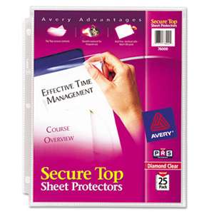 AVERY-DENNISON Secure Top Sheet Protectors, Super Heavy Gauge, Letter, Diamond Clear, 25/Pack
