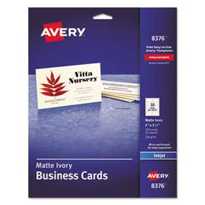 AVERY-DENNISON Printable Microperf Business Cards, Inkjet, 2 x 3 1/2, Ivory, Matte, 250/Pack
