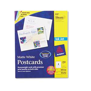 AVERY-DENNISON Postcards for Inkjet Printers, 4 1/4 x 5 1/2, Matte White, 4/Sheet, 200/Box