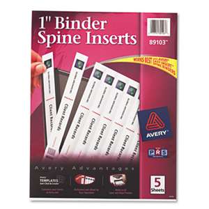 AVERY-DENNISON Binder Spine Inserts, 1" Spine Width, 8 Inserts/Sheet, 5 Sheets/Pack
