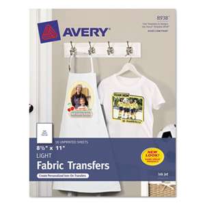 AVERY-DENNISON Light Fabric Transfers for Inkjet Printers, 8 1/2 x 11, White, 18/Pack