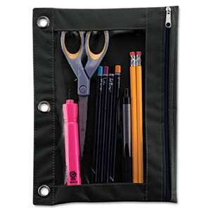 ADVANTUS CORPORATION Binder Pencil Pouch, 10 x 7 3/8, Black/Clear