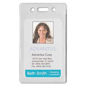 ADVANTUS CORPORATION Proximity ID Badge Holder, Vertical, 2 3/8w x 3 3/8h, Clear, 50/Pack