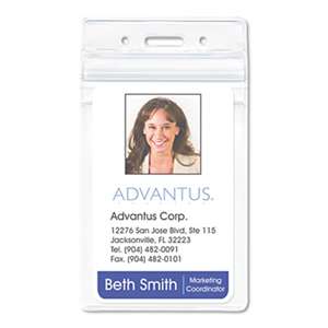 ADVANTUS CORPORATION Resealable ID Badge Holder, Vertical, 2 7/8 x 4 5/16, Clear, 50/Pack